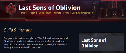 Star Wars: The Old Republic Guild Home Page